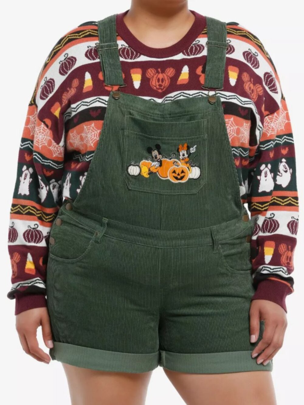 New! Plus Size 28 Mickey and Minnie Mouse Short Fall Overalls Corduroy